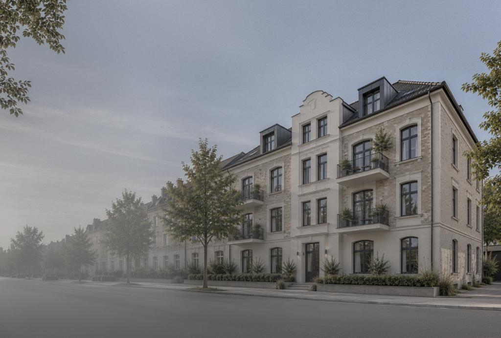 Sanierte historische Bestandsimmobilie mit modernisierten Fassaden und Balkonen